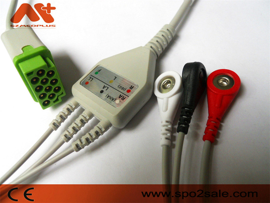 GE Healthcare > Marquette Compatible  3 Lead Snap Direct-Connect ECG Cable - 2001292-001