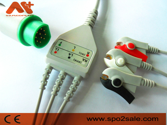 CFS 3 Lead Patient Monitor Cables 10 Pin Siemens Ecg Cable