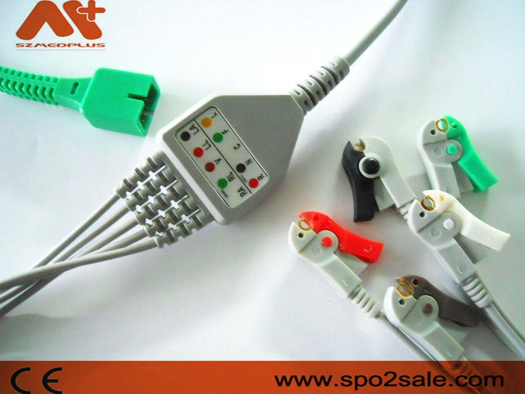 MEK MP 1000, MP 600, MP 500 Compatible 5 Lead Clip Direct-Connect ECG Cable