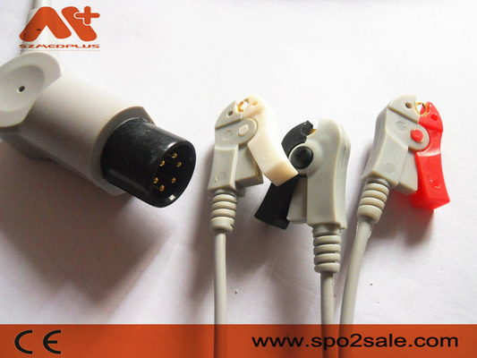 Szmedplus  AAMI ECG Cables And Leadwires 6 Pin 3 Lead Ecg Cable TPU  AHA Clip