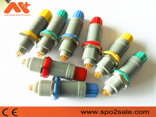 1P Pull Push 6Pin Plastic Plug Grey Shell Grey Sleeve for 5.00mm Cable Medical Device Connectors