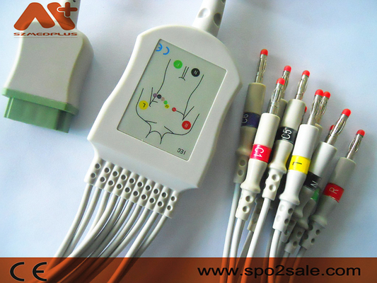 GE Marquette Compatible 10 lead EKG Cable for Cath-Lab, Dash, Eagle, Mac Lab, PDM Module, SOLAR