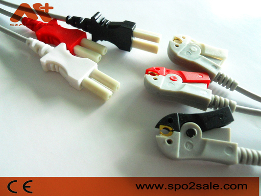 Spacelabs Compatible 3 lead clip ECG Leadwire - 700-0006-00