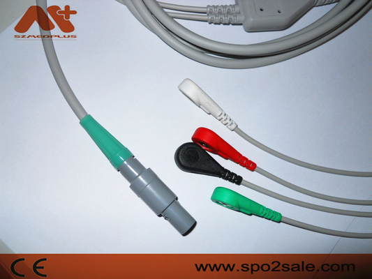 Petas 165R, 260R, 300, K-250, KMA160R Compatible 4 Lead Snap Direct-Connect ECG Cable