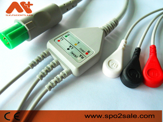 Hellige Compatible 3 Lead Snap Direct-Connect ECG Cable - 303-442-99