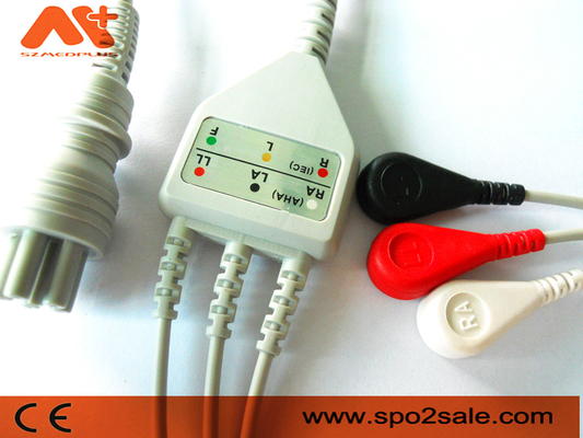 Omron > Colin BP-88S, BP-S510, M9500, Press Mate Advantage Compatible 3 Lead Direct-Connect ECG Cable