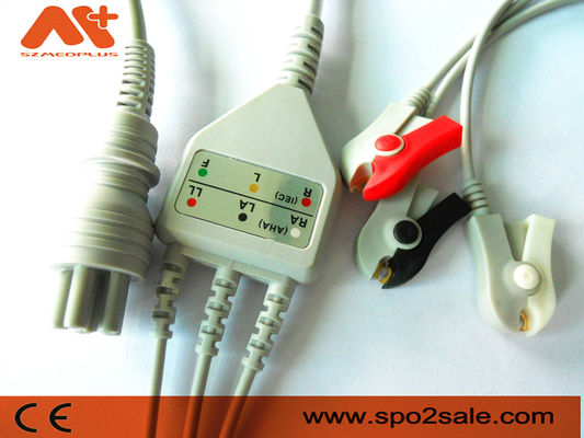 Omron > Colin BP-88S, BP-S510, M9500, Press Mate Advantage Compatible 3 Lead Clip Direct-Connect ECG Cable