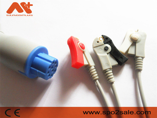 Datex Ohmeda Compatible 3 Lead Clip Direct-Connect ECG Cable CB-72395R-P