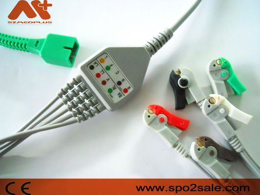 MEK MP 1000, MP 600, MP 500 Compatible 5 Lead Clip Direct-Connect ECG Cable