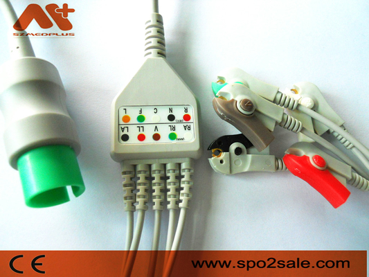 Spacelabs Compatible 5 Lead Clip Direct-Connect ECG Cable