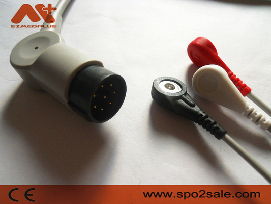 Nihon Kohden OEC-6102A, OEC-6105A, OEC-6120A, OEC-6120J, OEC-6120K Compatible 3 Lead Snap Direct-Connect ECG Cable