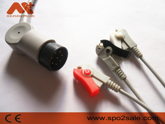 Nihon Kohden OEC-6102A, OEC-6105A, OEC-6120A, OEC-6120J, OEC-6120K Compatible 3Lead Clip Direct-Connect ECG Cable