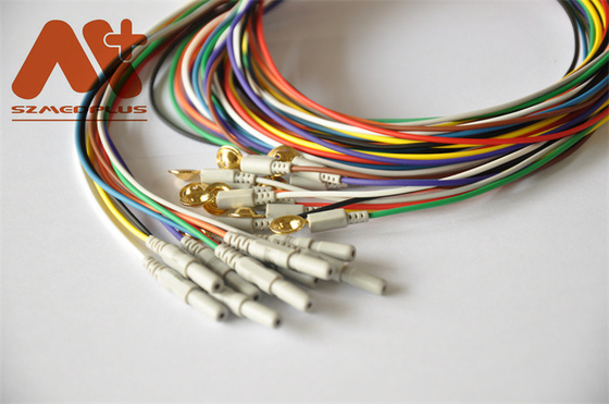 Gold Plated EEG Cable Eeg Cup Electrode Colorful DIN1.5 Socket