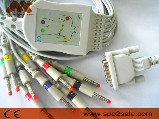 Non Detachable eCG patient cable For Mindray R12 Electrocardiograph